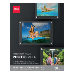 Office Depot® Brand Premium Plus Photo Paper, Matte, Double-Sided, Letter Size (8 1/2" x 11"), 11 Mil, Pack Of 50 Sheets