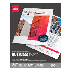 Office Depot® Brand Professional Business Paper, Letter Size (8 1/2" x 11"), 50 Lb, Glossy White, Pack Of 100 Sheets