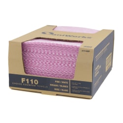 Hospeco SaniWorks® Choice Counter Towels, 12" x 21", Pink/White, Pack Of 200 Towels