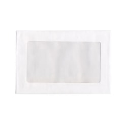JAM Paper® #1 Single Window-Display Booklet Envelopes, Bottom Left Window, Gummed Seal, 6" x 9", White, Pack Of 25