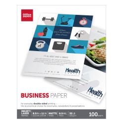Office Depot® Brand Business Multi-Use Print & Copy Paper, Letter Size (8 1/2" x 11"), 96 (U.S.) Brightness, 32 Lb, Matte White, Pack Of 100 Sheets