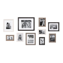 Uniek Kate And Laurel Bordeaux Gallery Wall Frame Kit, 15-1/2" x 12-1/2", Modern Farmhouse Black/White/Gray, Set Of 10