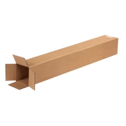 Partners Brand Tall Corrugated Boxes, 4" x 4" x 28", Kraft, Bundle of 25