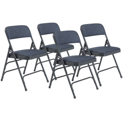 National Public Seating® 2300 Series Deluxe Fabric-Upholstered Triple-Brace Premium Folding Chairs, Imperial Blue, Pack Of 4 Chairs