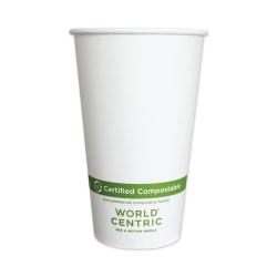 World Centric® Paper Hot Cups, 16 Oz, White, Carton Of 1,000 Cups