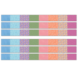 Carson Dellosa Education Straight Borders, 3" x 36", Crafty and Cool Patchwork, 36 Feet Per Pack, Set Of 6 Packs