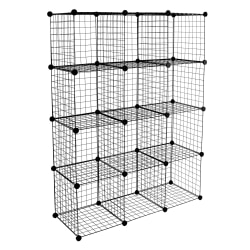 Mount-It! Work-It 12-Cube Wire Modular Storage Organizer, 14"H x 14"W x 14"D, Black
