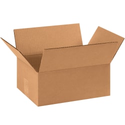 Partners Brand Flat Corrugated Boxes, 11 1/4" x 8 3/4" x 4", Kraft, Bundle of 25