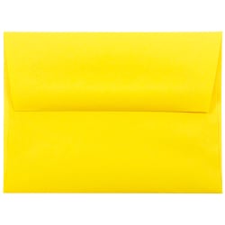 JAM Paper® Booklet Invitation Envelopes, A2, Gummed Seal, 30% Recycled, Yellow, Pack Of 25