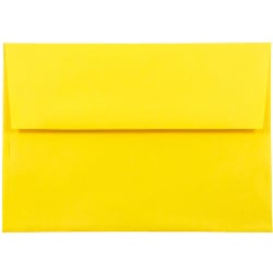 JAM Paper® Booklet Invitation Envelopes, A8, Gummed Seal, 30% Recycled, Yellow, Pack Of 25