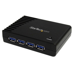 StarTech.com 4 Port Black SuperSpeed USB 3.0 Hub - Add four external SuperSpeed USB 3.0 ports to your laptop Ultrabook or desktop from a single USB 3.0 connection - Works with virtually any USB 3.0 equipped computer - Ideal for Ultrabook & MacBook users