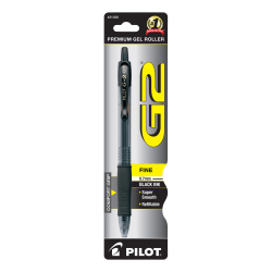 Pilot® G2 Retractable Gel Rollerball Pen, Fine Point, 0.7 mm, Translucent Barrel, Black Ink