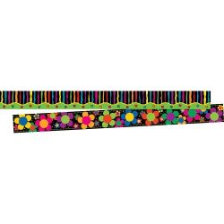 Barker Creek Double-Sided Borders, 3" x 35", Neon, 12 Strips Per Pack, Set Of 2 Packs