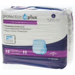 Protection Plus Super Protective Disposable Underwear, Large, 40 - 56", White, 18 Per Bag, Case Of 4 Bags