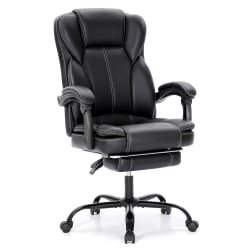 ALPHA HOME Ergonomic Faux Leather High-Back Big And Tall Executive Office Chair, Black