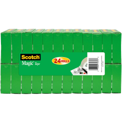 Scotch® Magic™ Tape, Invisible, 3/4 in. x 800 in., 24 Tape Rolls, Clear, Back to School Supplies and College Essentials for Students and Teachers