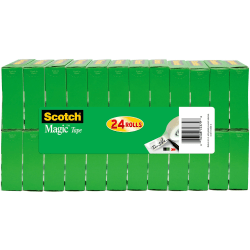 Scotch Magic Tape, Invisible, 3/4 in x 800 in, 24 Tape Rolls, Clear, Home Office and School Supplies