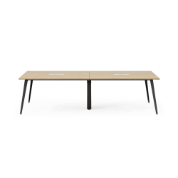 Branch Furniture Rectangle Conference Table, 30"H x 142"W x 48"D, Woodgrain Top/Charcoal Base