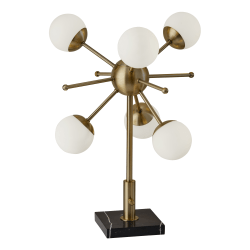 Adesso® Doppler LED Table Lamp, 23"H, White Opal Shades/Antique-Brass And Black Marble Base