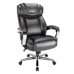 Realspace® Axton Big & Tall Bonded Leather High-Back Chair, Dark Gray/Chrome, BIFMA Compliant