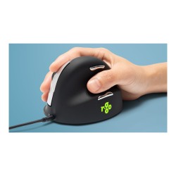R-Go Wired Medium Left Hand Vertical Ergonomic Mouse, Black