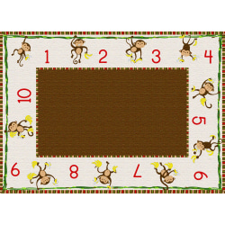 Flagship Carpets Cushy Tushy Monkeys Carpet, Rectangle, 6' x 8' 4", Multicolor
