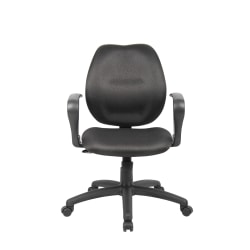 Boss Office Products Contour Back Task Chair With Loop Arms, Black