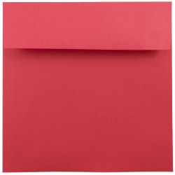 JAM Paper® Color Square Invitation Envelopes, 7 1/2" x 7 1/2", Gummed Seal, 30% Recycled, Red, Pack Of 25