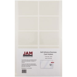 JAM Paper® Self-Adhesive Business Card Holders, 2" x 3 1/2", Clear, Pack Of 10