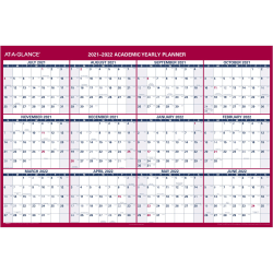 AT-A-GLANCE® Horizontal Reversible Erasable Wall Calendar, 32" x 48", Blue/White, PM326S2822