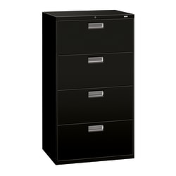 HON® Brigade® 600 36"W x 19-1/4"D Lateral 4-Drawer File Cabinet, Black
