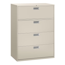 HON® Brigade® 600 36"W x 19-1/4"D Lateral 4-Drawer File Cabinet, Light Gray
