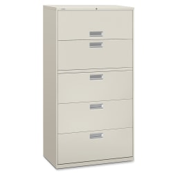 HON® Brigade® 600 18"D Lateral 5-Drawer File Cabinet, Light Gray