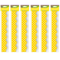 Teacher Created Resources Border Trim, Yellow Mini Polka Dots, 35' Per Pack, Set Of 6 Packs