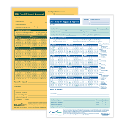 ComplyRight 2024 Time Off Request And Approval Forms, 2-Part, 5 1/2" x 8 1/2", White, Pack Of 50
