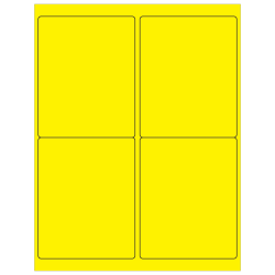 Tape Logic® Permanent Labels, LL181YE, Rectangle, 4" x 5", Fluorescent Yellow, Case Of 400