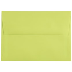 JAM Paper® Booklet Invitation Envelopes, A7, Gummed Seal, Lime Green, Pack Of 25