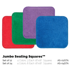 Flagship Carpets Jumbo Seating Squares, 16" x 16", Multicolor, Set Of 12