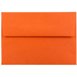 JAM Paper® Booklet Envelopes, #4 Bar (A1), Gummed Seal, 30% Recycled, Orange, Pack Of 25