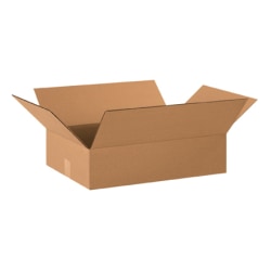 Partners Brand Flat Corrugated Boxes, 20" x 14" x 4", Kraft, Bundle of 25