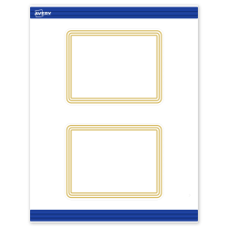 Avery® Print-To-The-Edge Postcards With Sure Feed® Technology, S00-DHK-PRMWC10, Rectangle Rounded Corners, 4-1/4" x 5-1/2", Matte White, Preprinted Multi-Lined Gold Border Design, Pack Of 20
