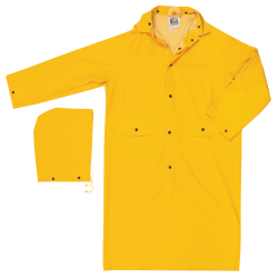Classic Rain Coat, Detachable Hood, 0.35 mm PVC/Polyester, Yellow, 49 in Large