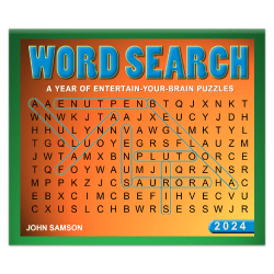 2024 Brown Trout Fun And Humor Daily Boxed Desk Calendar, 5" x 6", Word Search Daily, January To December