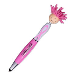 Breast Cancer Awareness Stylus Pens With Screen Cleaner, Medium Point, Pink Barrel, Black Ink