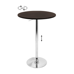 LumiSource Adjustable Bar Table, Silver/Brown