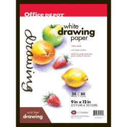 Office Depot® Brand Sketch Pad, 9" x 12", 80 Lb, 24 Sheets