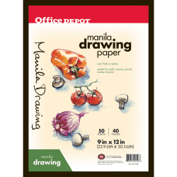 Office Depot® Brand Manila Drawing Paper, 9" x 12", 40 Lb, 50 Sheets