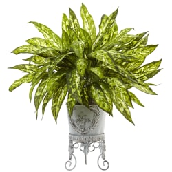 Nearly Natrual Aglaonema 24"H Artificial Plant With Metal Planter, 24"H x 22"W x 17"D, Green