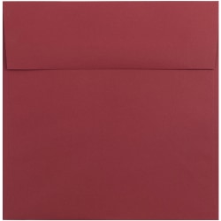 JAM Paper® Color Square Invitation Envelopes, 8 1/2" x 8 1/2", Gummed Seal, Dark Red, Pack Of 25