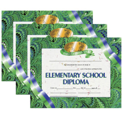 Hayes Publishing Elementary School Diploma, 8.5" x 11", 30 Per Pack, Set Of 3 Packs